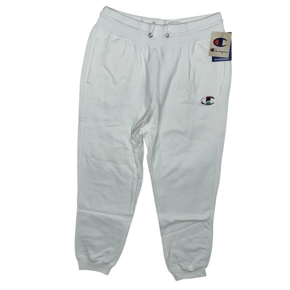 Champion Reverse Weave Colorful Embroidered Patch Sweat Pants Sz Large White Wom - Picture 12 of 12